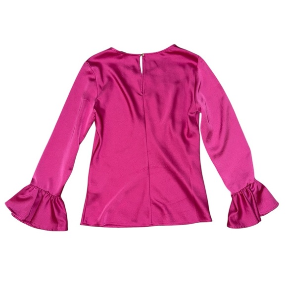J.Crew winter garden top magenta pink silk ruffle sleeve blouse women’s XXS - Picture 2 of 13